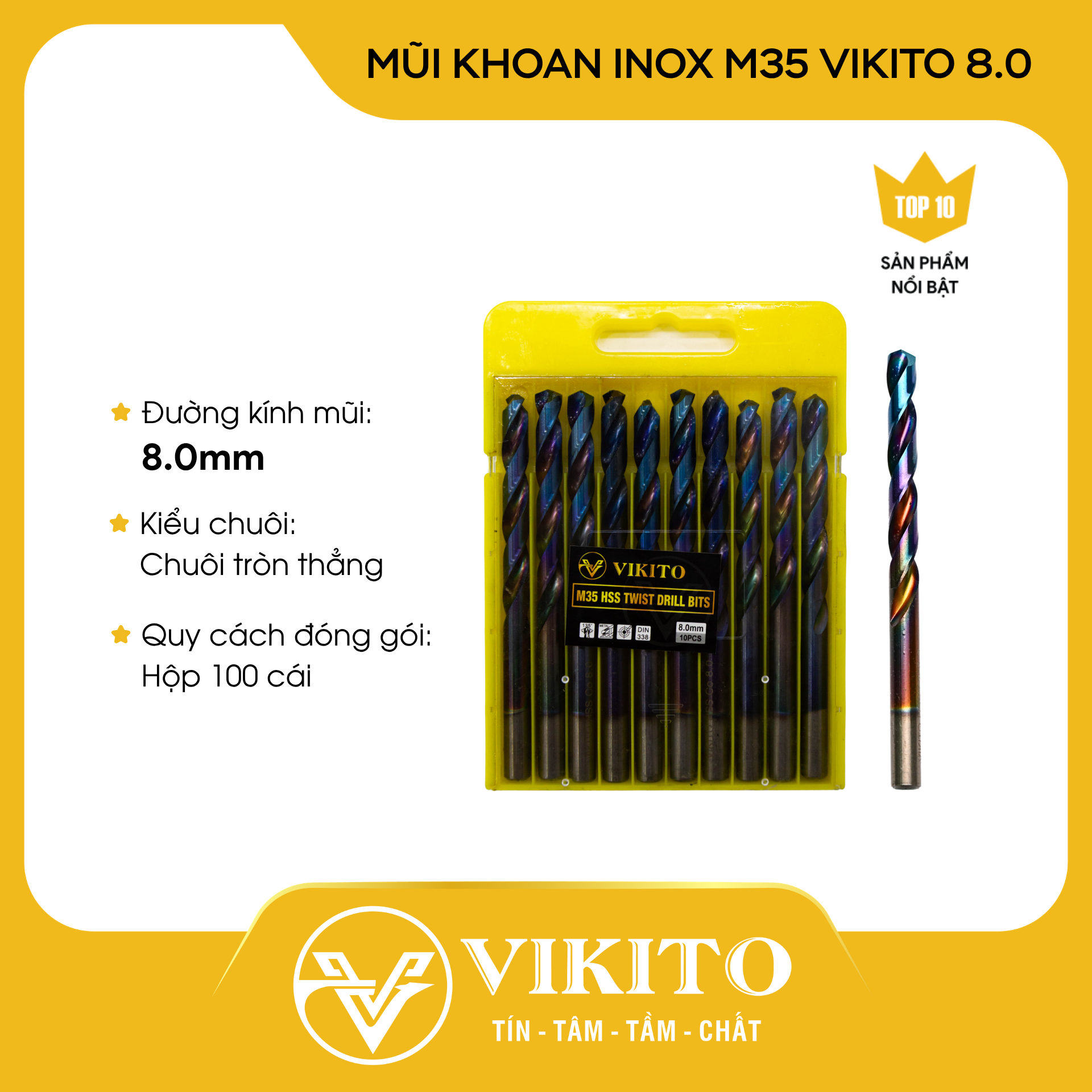 Mũi khoan inox M35 VIKITO 8.0